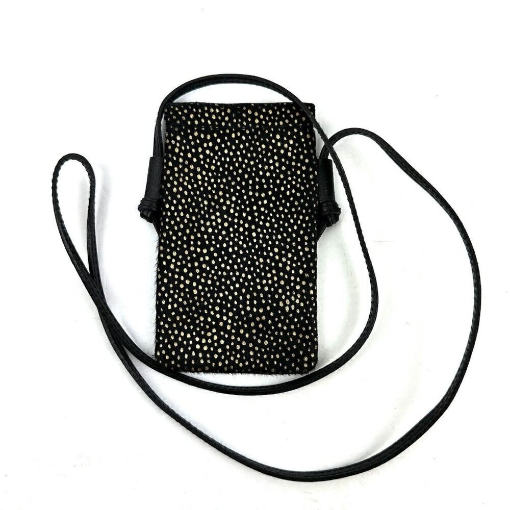 Madewell The Smartphone Crossbody Bag Gold Metallic Dot Calf Hair NEW